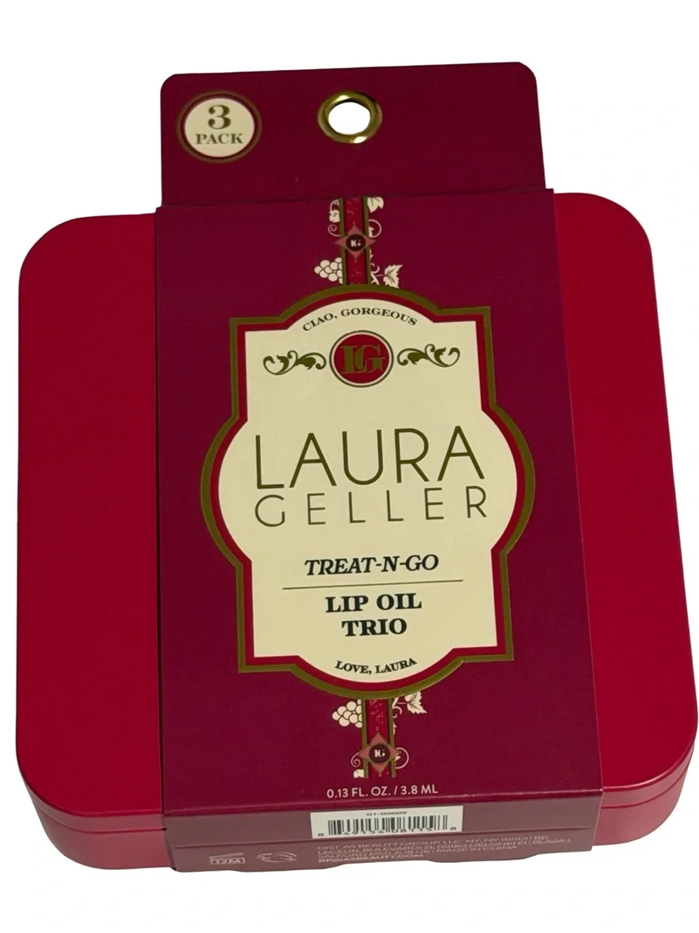 Laura Geller Treat-N-Go Lip Oil Trio Gift Set NIB Pink Gloss Set